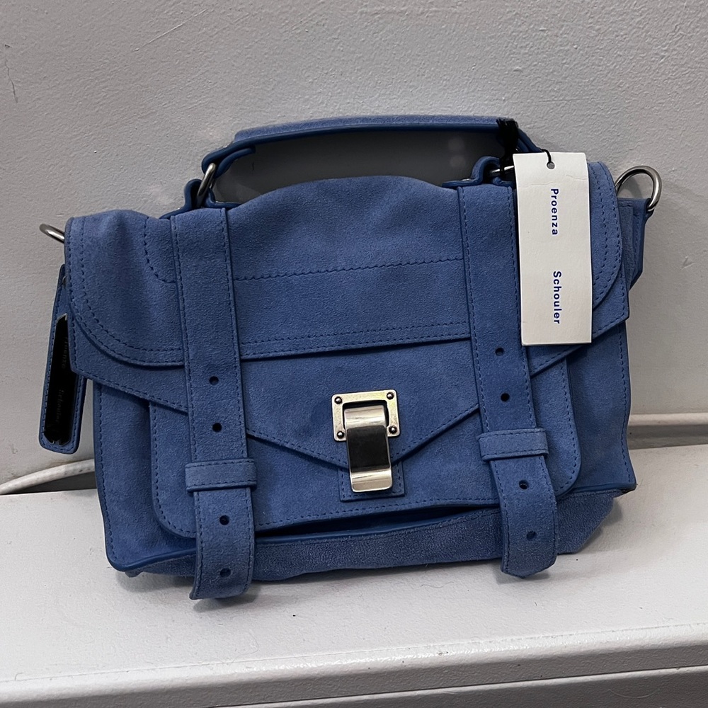 Proenza Schouler Tiny PS1 Blue Suede